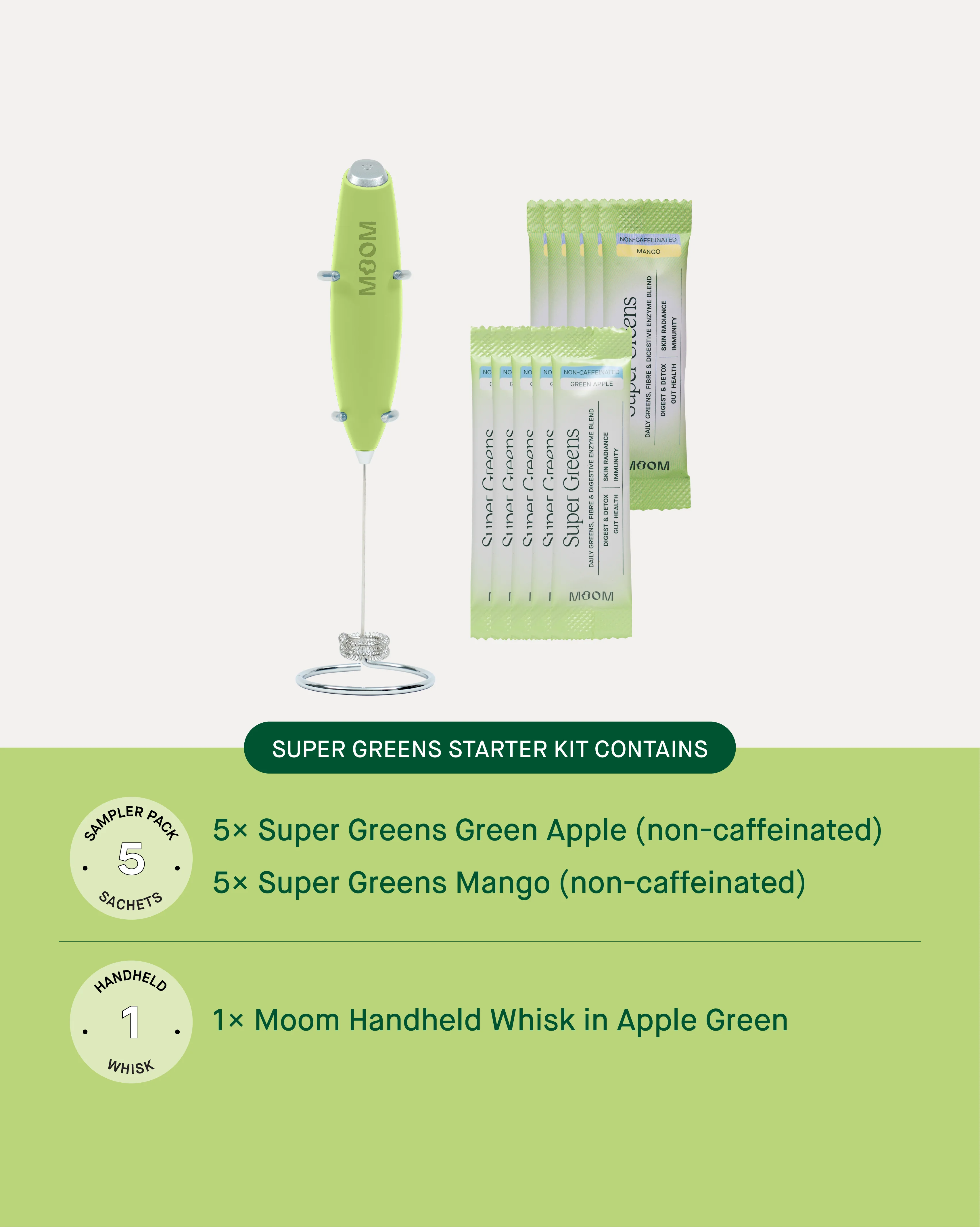 Super Greens Starter Kit - Moom Botanical Beverage Mix Broccoli with Spinach and Celery Powder