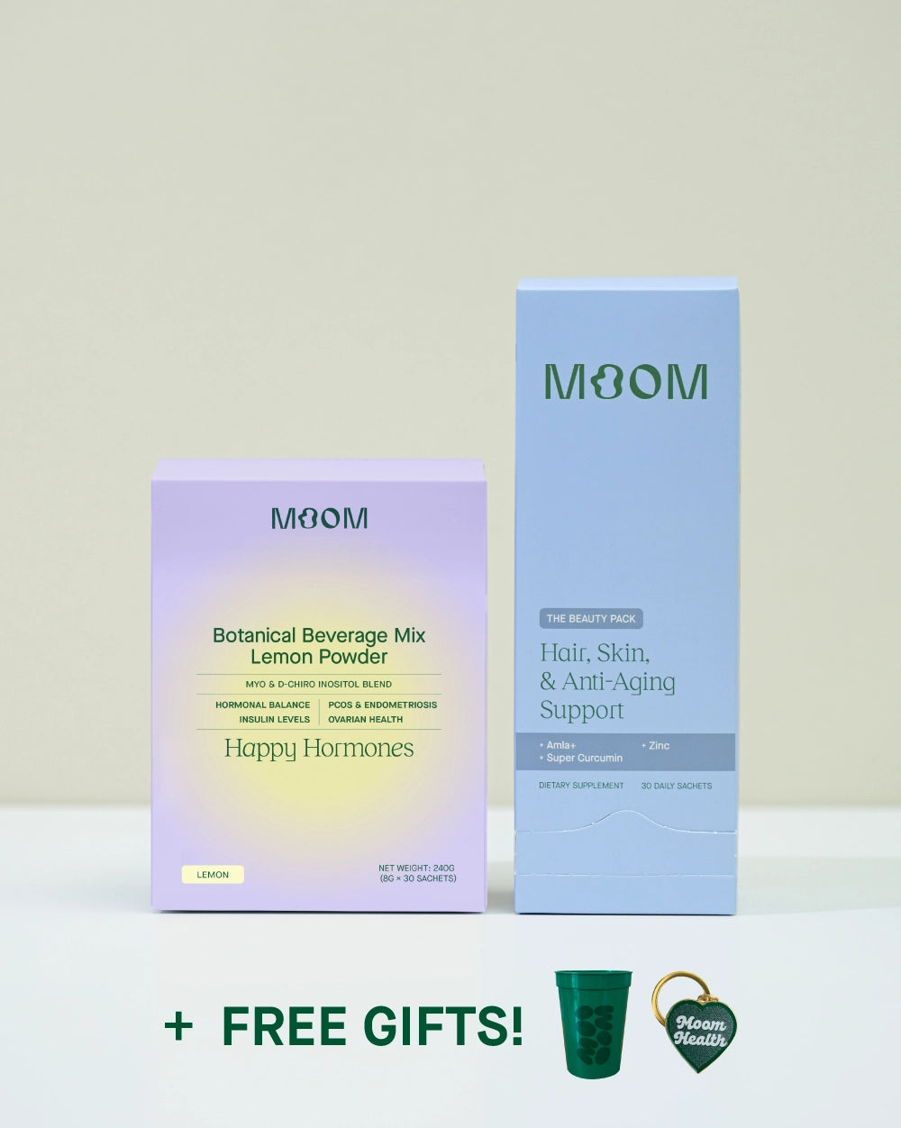 Glow State Set with Green Moom Cup & Heart Keychain